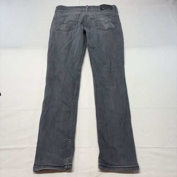 Levi’s 511 Gray Wash Distressed Denim Jeans Slim Straight Men’s W34 L34 - Picture 4 of 8